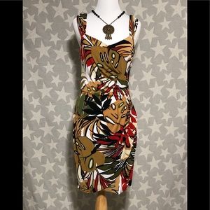 Cache Patterned Stretch Sheath Dress, NWT
